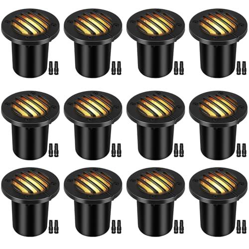Gmalos Low Voltage Landscape Lighting: 10W 2700K Warm White LED Well Lights, 12/24V Outdoor In-Ground Lights with IP67 Waterproof for Garden Yard Pathway Pavers Deck Fence, 8 Pack with Connectors