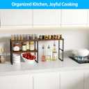 Golener Countertop Organizer Corner Shelf, 2-Tier Adjustable Stackable Corner Shelves for Kitchen, Spice Rack, Coffee Area, Over Sink, Bathroom, Dresser Table, Corner Counter Shelf Stand, Rustic Brown
