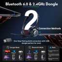 Wireless Headset with Mic for Work, Dual-Mode Bluetooth & 2.4GHz Dongle, 50H Talk Time, Headphone with mic ENC Noise Cancelling fit for Computer/Laptop/Teams, Glasses-Friendly- Black