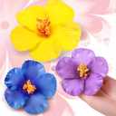 Hotop 24 Pcs Artificial Hibiscus Flowers Colorful Hawaiian Fake Flowers Faux Tropical Hibiscus Decoration for Luau Summer Party Decor DIY Crafts Cake Favors Supplies Table Centerpieces