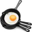 Hiceeden Only3 Pack Small Cast Iron Skillet, 5-1/2 Inch Frying Pans with Double Drip-Spouts for Stove, Oven, Grill Safe, Indoor and Outdoor Use, Non-stick