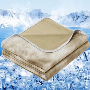 inhand Cooling Blanket Queen Size (90"x90"), Cooling Blankets for Hot Sleepers, Absorbs Heat to Keep Adults Cool for Summer Nights Sweats, Thin Cold Lightweight Blanket for Couch Bed, All Season Use (Beige)