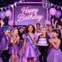 4 x Birthday Girl Sash, Purple Kpop Birthday Decorations Movie Theme Party Decorations for Fans, Happy Birthday Decorations for Party Birthday Graduation Bachelor (#Purple 1)