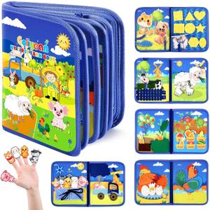 GOLIYEAN Montessori Busy Book for Toddlers 1-3, Busy Board Montessori Toys for 1 Year Old Boy Birthday Gifts, Educational Learning Sensory Activity Books, Quiet Book Travel Toys for Airplane Car