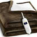 Medical king Heated Blanket, Machine Washable Extremely Soft & Comfortable Electric Blanket Throw Fast Heating with Hand Controller 10 Heating Settings & auto Shut-Off (Brown, 50 x 60)