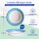 MUCHII 180 Count Paper Bowls 16 oz, Printed Soak Proof Disposable Bowls Bulk for Breakfast, Lunch, and Dinner Meals