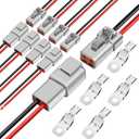 Linkstyle DTP 2 Pin Connectors Kit with 12 AWG Cable, 5 Pairs 2 Way Waterproof Deutsch Connectors Automotive Electrical Male Female Plug Wiring Harness for Car, Truck, Boat, LED Work Light