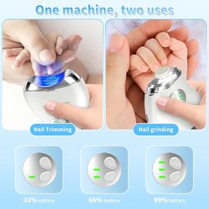 Electric Nail Clipper, Automatic 2-in-1 Baby Nail Trimmer with LED Light & Nail Storage Box, Rechargeable Fingernail Cutter with 3 Speed Gears, Safe Nail File for Baby, Kids & Adults