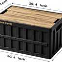 3 Pack 50L Black Collapsible Storage Crate Wooden Lid Stackable Bin for Garage RV Car