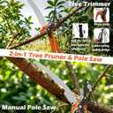 5-24 FT Extendable Manual Pole Saw, Tree Trimming Pruner with Flip & Screw Dual Lock, Adjustable Long Handle High Reach Cutter for Yard & Garden
