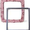 ICZW Gripper Strip Frame Punch Needle Rug Hooking Frame with Frame Cover 19.6" x 19.6" (Pink)