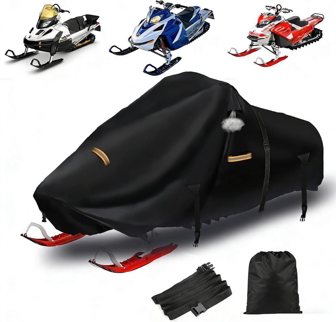 Snowmobile Cover 130 Inch, 420D Heavy Duty Durable Snowmobile Protective Covers with Full Protection Waterproof Universal Storage Cover Fits Snowmobiles up to 130" L x 51" W x 48" (420D)