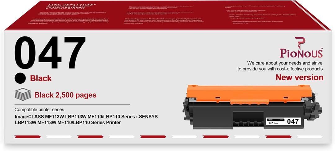 047 Black Toner Cartridge (1-Pack) Compatible Replacement for Canon 047 Toner Cartridge for ImageCLASS LBP113W MF113W MF110 LBP110 & i-SENSYS Series Printers
