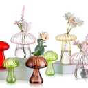 Glasseam Mushroom Propagation Vase, Colored Flower Vases Decorative Set of 10, Unique Small Glass Vases for Flowers,Aesthetic Mini Cute Vase Decor, Hydroponic Bud Vase for Bedroom Bathroom Kitchen (Colorful)