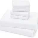 Casual Living King Sheets Set 6 Piece Cooling Bed Sheets with 4 Envelope Pillowcases Soft Microfiber Deep Pocket Hypoallergenic Washable Bedding Set for Guest or Master Bedroom, King, White
