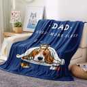 Dad Son Daughter Gift Blanket, Funny Cozy Dog Dad Blue Throw Blanket for Fathers Day, Christmas, 50"X60"