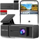 Dash Cam 2.5K 1440P Front Dashcam for Cars, E-YEEGER Mini WiFi Hidden Dashcams with App, Night Vision Car Camera, 24H Parking Mode, G-Sensor, Loop Recording, Free 32G Card, Support 256GB Max, Black
