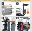 Foldable Golf Cart Rear Seat Bag Holder, Upgraded Golf Cart Rear Seat Bag Rack ONLY FITS 8-Inch Max Width Grab Bar, for 4-Seater EZGO Club Car Yamaha, Preinstalled, Space-Saving, No-Drill