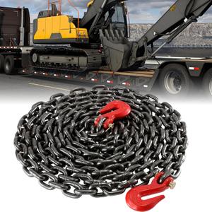 BEAMNOVA 3/8 Inch 20Ft Tow Chains, 7100lbs Working Load, Grab Hooks, Heavy Duty Trailer Safety Chain, Grade 80 Log Chain, Towing Accessories for Trucks Car Vehicle, Binder Recovery Chain