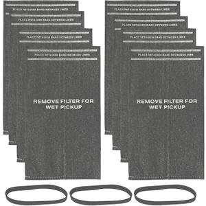 8 Pack 38737 Dust Filter Bags Replacement for Craftsman 2 to 2.5 Gallon Wet/Dry Vacuums and Powerhead Bucket Vac, Part# CMXZVBE38737 / 9-38737, with 3 Retaining Bands