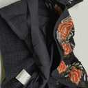 MakeMeChic Women's Floral Embroidered Off Shoulder Ruffle Trim Crop Top Blouse Shirt (Black)