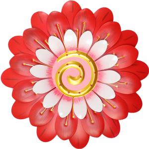 Metal Flowers Wall Decor Indoor Outdoor Metal Wall Art for Home Farmhouse Living Room Bedroom Bathroom Garden Decorations - Red