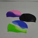 3 Pack Kids Swim Cap for Boys Girls, Unisex Silicone Swimming Caps for 3-15 Toddler Children Teen, Waterproof Bathing Caps for Short/Long Hair to Keep Hair Dry (Age 8-15, Color-02)