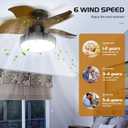 Ceiling Fans with Lights, 24 inch Remote Control Ceiling Fan, Flush Mount Low Profile Ceiling Fan Light, Large Airflow 5 Blades 6 Wind Speed Quiet Reversible 3 Color Temperatures Black