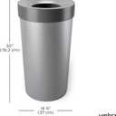 Umbra Vento Kitchen Trash Can with Open Top, Large 16-Gallon (62 L) Capacity, Grey,Plastic