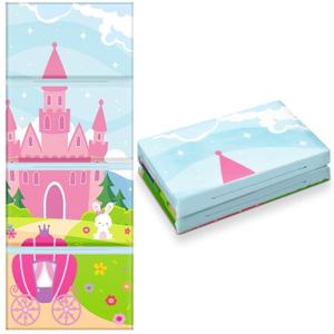 Shellwei Vinyl Nap Mat for Kids Preschool Daycare 52 x 20 x 1'' Kids Sleeping Folding Rest Mat for Toddler Boys Girls Baby Classroom Home Travel(Castle)