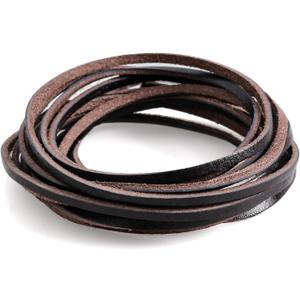 3mm Flat Leather Cord 3 Metres, Leather Strips, Leather Shoe Laces for Boot Laces, Necklace, Bracelets, Jewelry Making, Crafting, Baseball Glove Repair