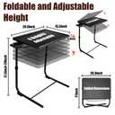 A AIKOOL Set of 2 Adjustable TV Tray Tables, Folding TV Dinner Trays with Cup Holder, 6 Height Levels & 3 Tilt Angles, Portable Laptop Snack Side Table for Sofa Bed Bedroom, Black