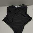 Women's One Piece Bathing Suit Swimsuit, Low Back, Medium High Leg Cut, Medium Cheeky Bottom Coverage (Large, Black)