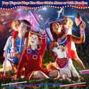 120 Pcs 4th of July Party Favors Glow Sticks with Connectors & 20 Handles,Red White Blue Patriotic Glow Stick Bulk Light up Bracelets & Necklaces for Kids & Adults USA 250th Anniversary Party Supplies
