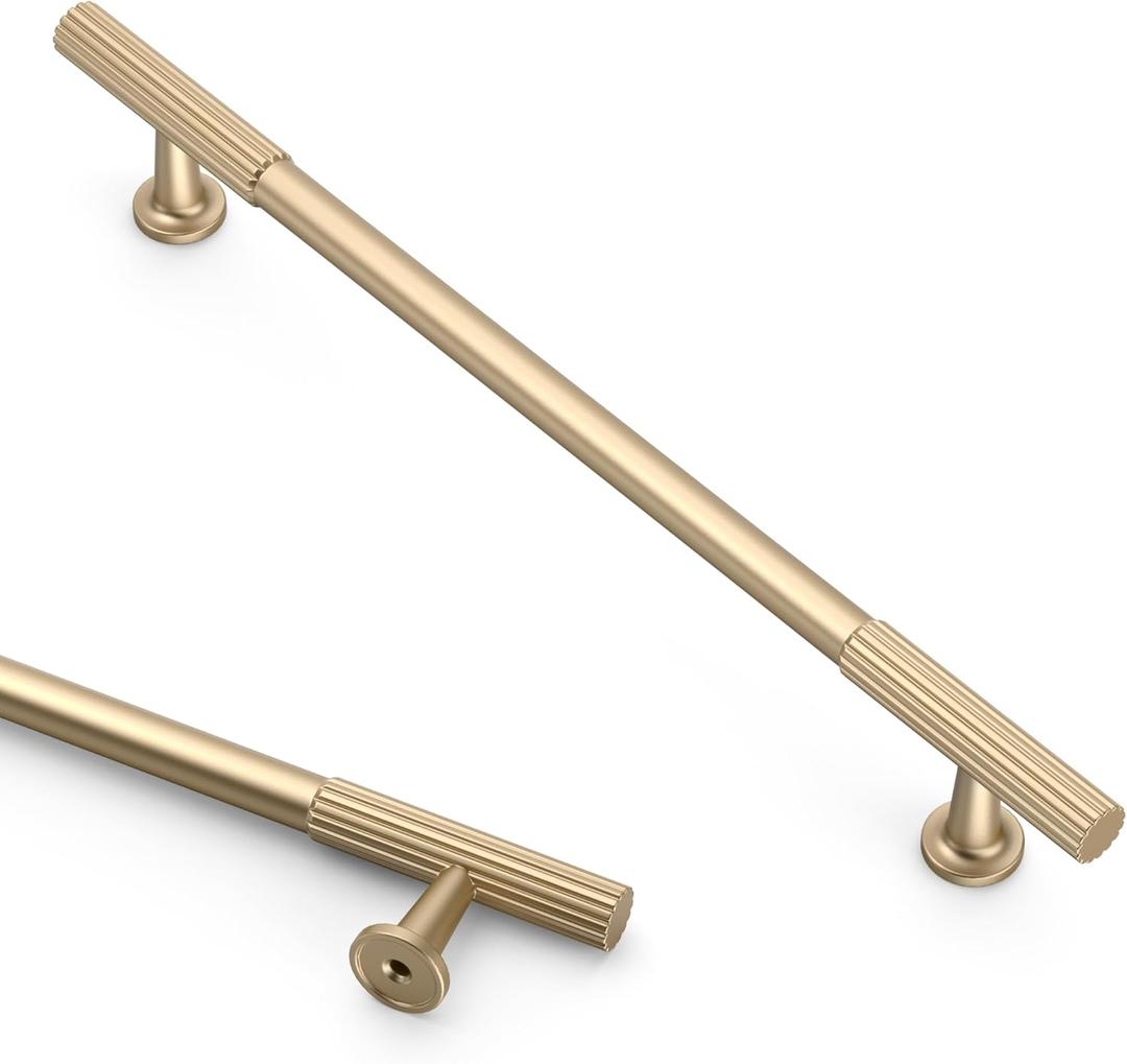 Asidrama 10 Pack 10 Inch(254mm) Champagne Copper Cabinet pulls Kitchen Cabinet Handles, Cabinet Pulls Kitchen Cabinet Hardware for Cupboard Drawer Pulls (10" Hole Center)