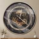 HOIBAI Wall Clock, 24 Inch Moving Gears Clock Large Wall Clock for Living Room Decor Rustic Vintage Industrial Steampunk Farmhouse Big Clock for Home Kitchen Bedroom Office