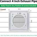 4 Inch Dryer Vent Cover for Exterior Wall Vent Hood Outlet Airflow, Dryer Air Vent with Screen with 4 Screw for Easy Installation, White
