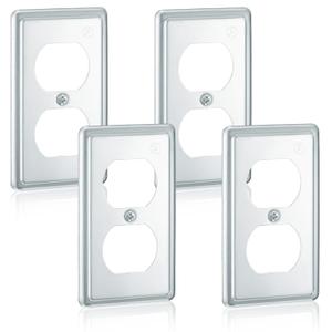 Copkim 4 Pcs Metal Receptacle Electrical Box Cover, 4x2 Inch Rectangle Exposed Outlet Junction Cover for Electrical Box(1 Duplex)
