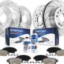 Detroit Axle - Brake Kit for Chevy GMC Silverado Sierra 1500 Tahoe Yukon XL | Suburban Escalade ESV Drilled Disc Rotors Ceramic Brakes Pads Replacement 12.99" Front & 13.58" Rear Rotor