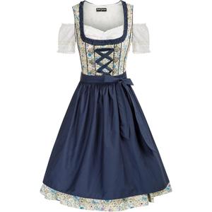 Scarlet Darkness Oktoberfest Carnival Costumes for Women German Dirndl Cosplay Dress (X-Large, Deep Blue)