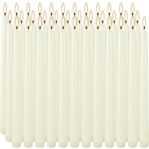 36 Pack Ivory 10-Inch Taper Candles - Premium Dripless, Smokeless & Unscented for Wedding Decor, Romantic Dinner, Party & Home - Long Burning Hand-Poured Tall Candles with Clean Finish