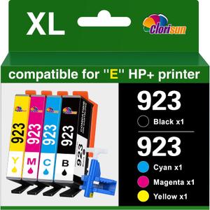 Compatible for HP 923 Ink Cartridges Combo Pack 4 Pack Replacement for HP 923 Ink for HP OfficeJet Pro 8135e 8139e 8138e 8125e 8128e 8122e 8130 8120 Printer Ink Cartridges Black Cyan Magenta Yellow