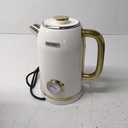 Retro Electric Kettle, 2L / 67oz Hot Water Kettle Electric with Thermometer, 1200W Fast Heating Stainless Steel Tea Kettle for Boiling Water, Cordless, LED Indicator, Auto Shut-Off, White Gold