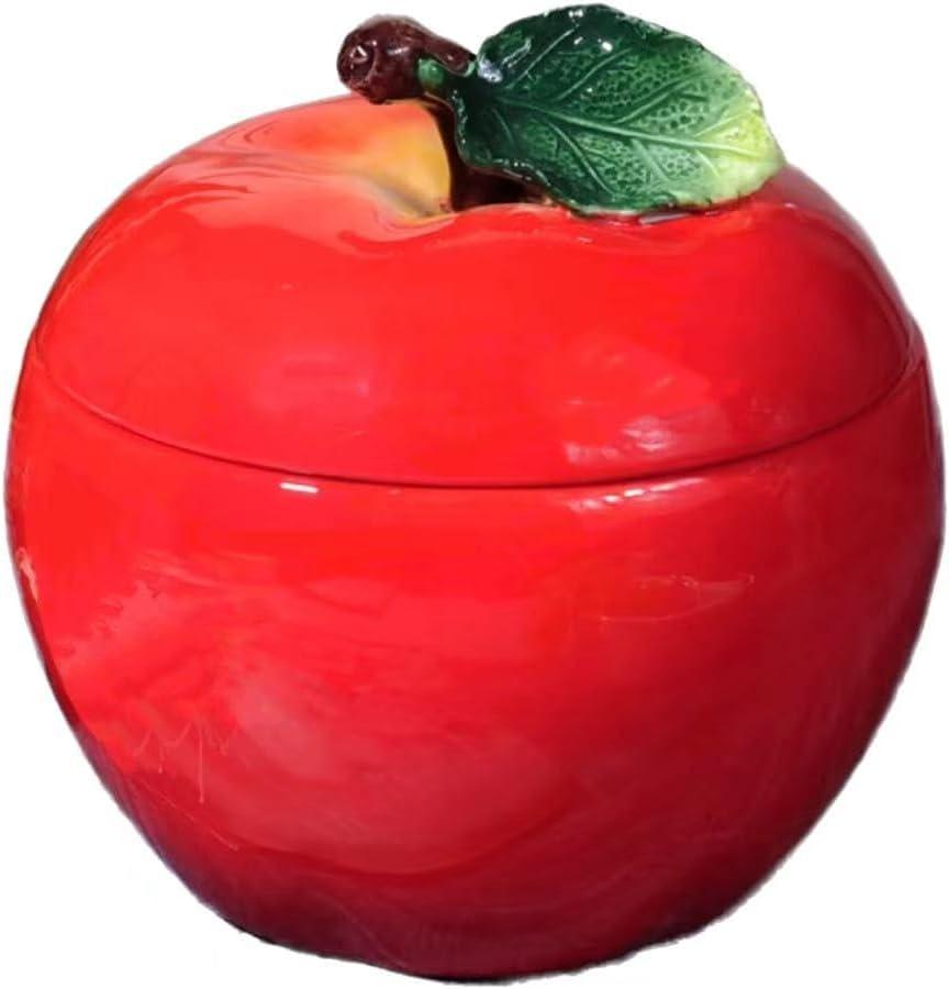 Ceramic Apple Shaped Food Storage Container with Lid, Red