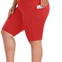 we fleece Plus Size 8" Biker Shorts with Pockets - High Waisted Spandex Yoga Shorts for Women, Workout Gym Cycling Athletic (Red, XL)