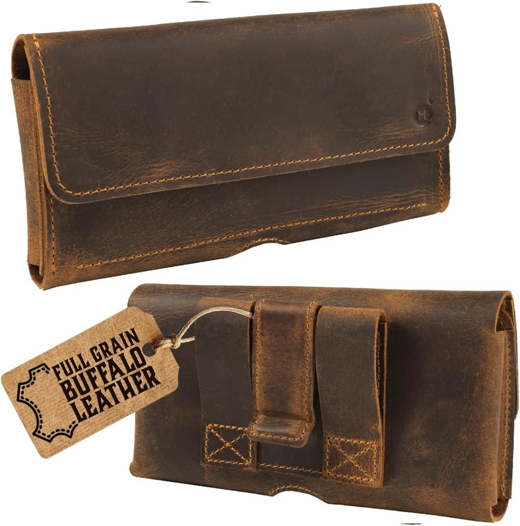 Moonster Leather Phone Holster Belt Clip Style for Men  Holsters Pouch  Horizontal Holder for Belt with Magnet Closure  Leather Phone for Belt