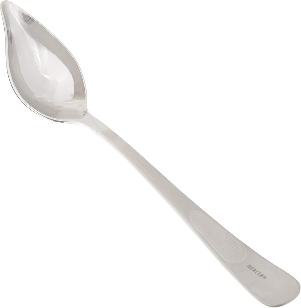 Mercer Culinary 18-8 Stainless Steel Petite Saucier Spoon with Spout, .4 oz, Silver