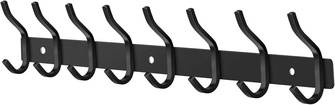 23 Inch Coat Rack Wall Mount with 8 Hooks, Black Wall Hook Rack