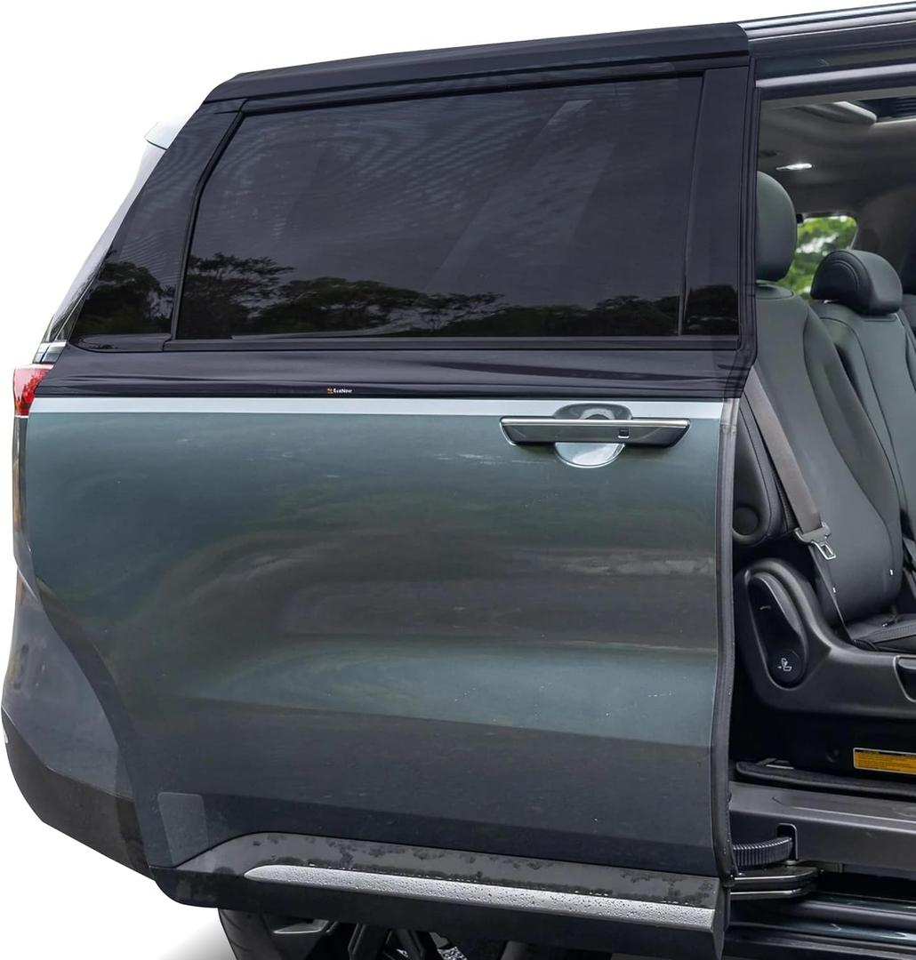 EcoNour Car Window Sun Shades for MPV & Minivan Sliding Door Rear Windows | Elastic Mesh Sunshade for Baby & Passenger Comfort | Car Window Accessories | 2 Pack Side Window Shades