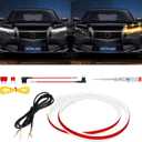 DUOFU365 DRL Led Light for Car, Switchback Led Strip Light, 2Pcs 24inches Dual Color Sequential Turn Signal Strip (Amber/Yellow & White)